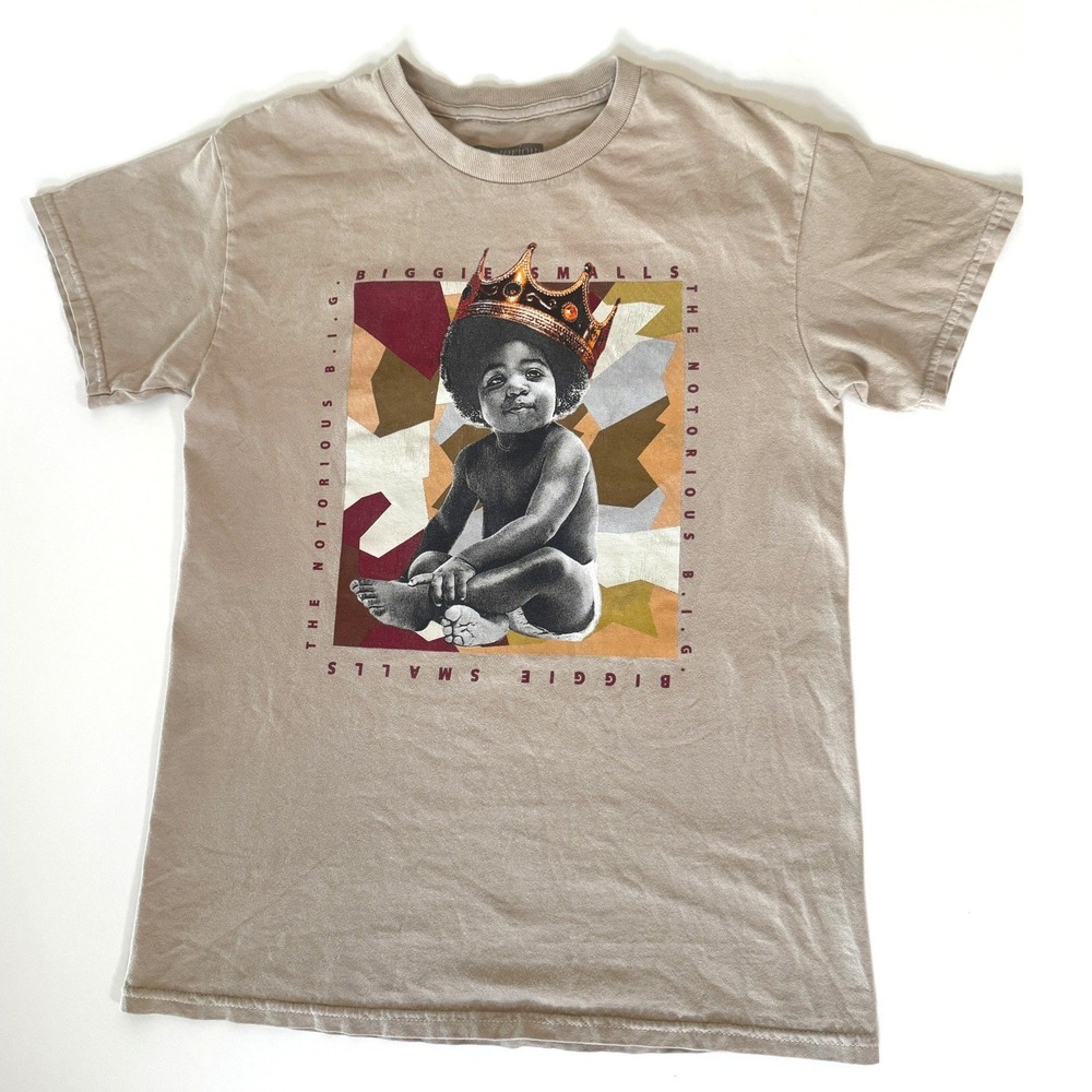 The Notorious B.I.G. Graphic T-Shirt Kids Size 12 Tan Excellent Rap Tee Biggie